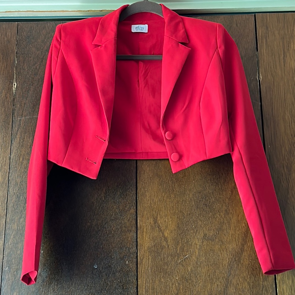 Red Cropped Blazer